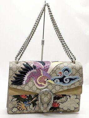 Authentic Gucci Dionysus GG Supreme Embroidered Chain Shoulder Bag